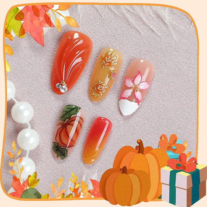 Kunstnagelset mit floralen und herbstlichen Designs Karnz