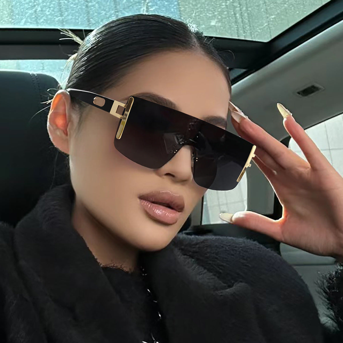 Damen oversized Sonnenbrille mit modernem futuristischen Design Karnz