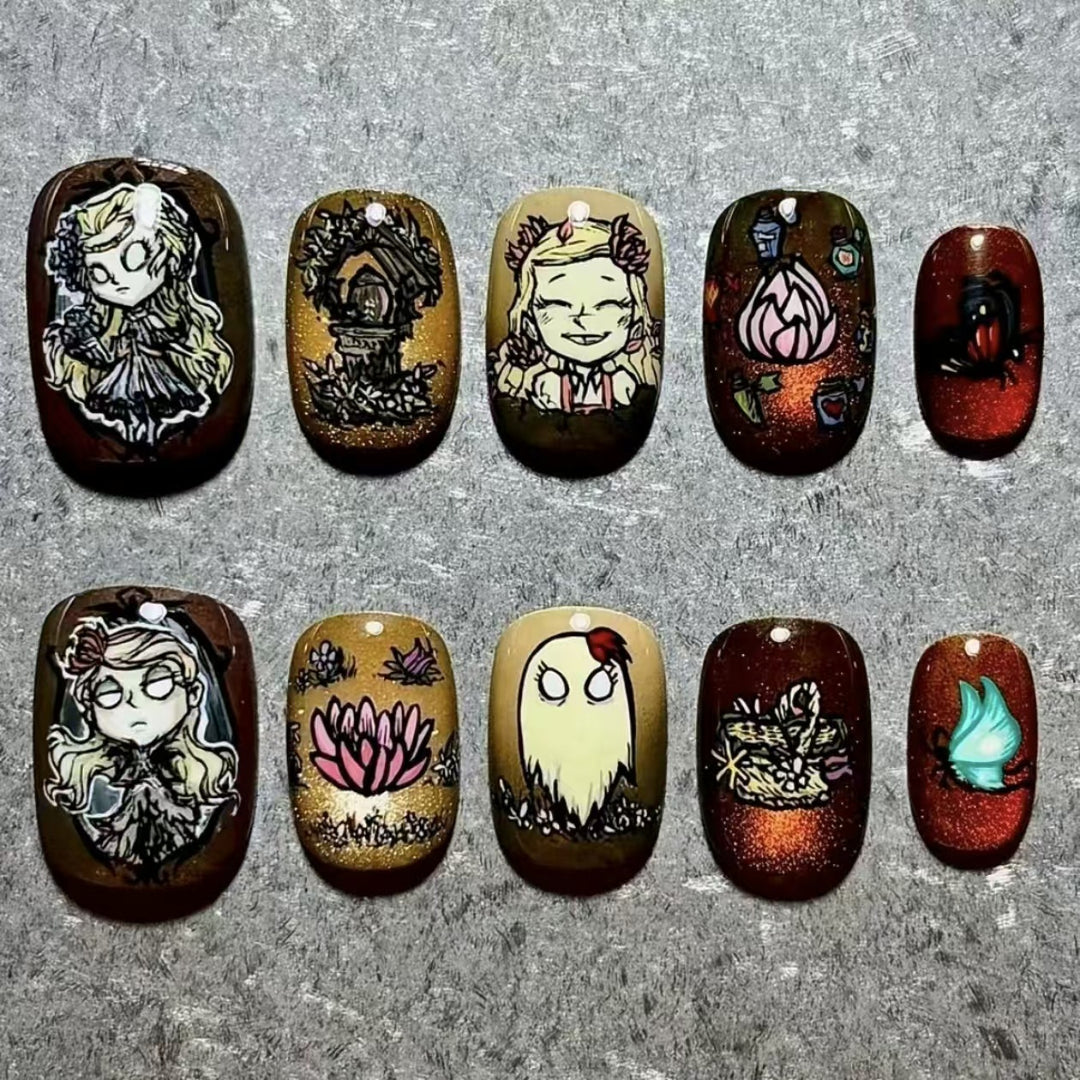 Künstlerisches Press-On-Nagelset mit geometrischen Designs Karnz