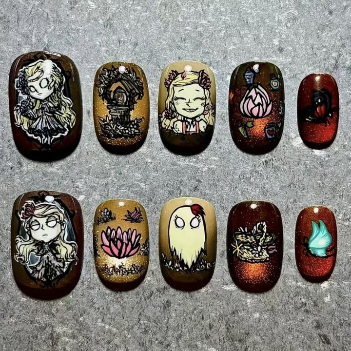 Künstlerisches Press-On-Nagelset mit geometrischen Designs Karnz