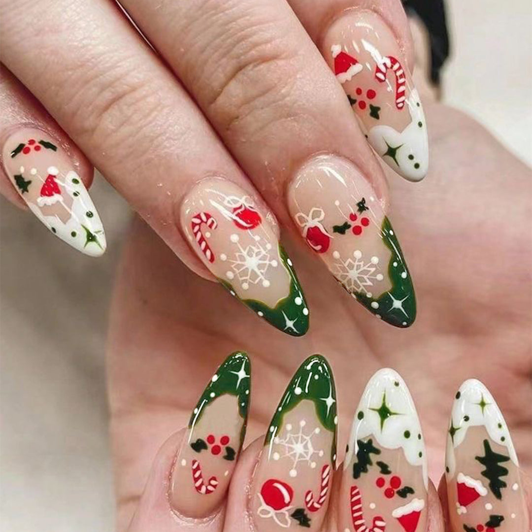 Festliche Feiertags-Stilettnagelkunst Karnz