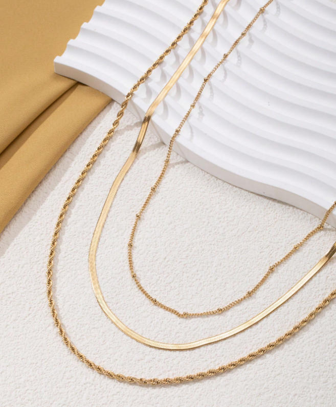 Schichtige Goldkette Halskette Karnz