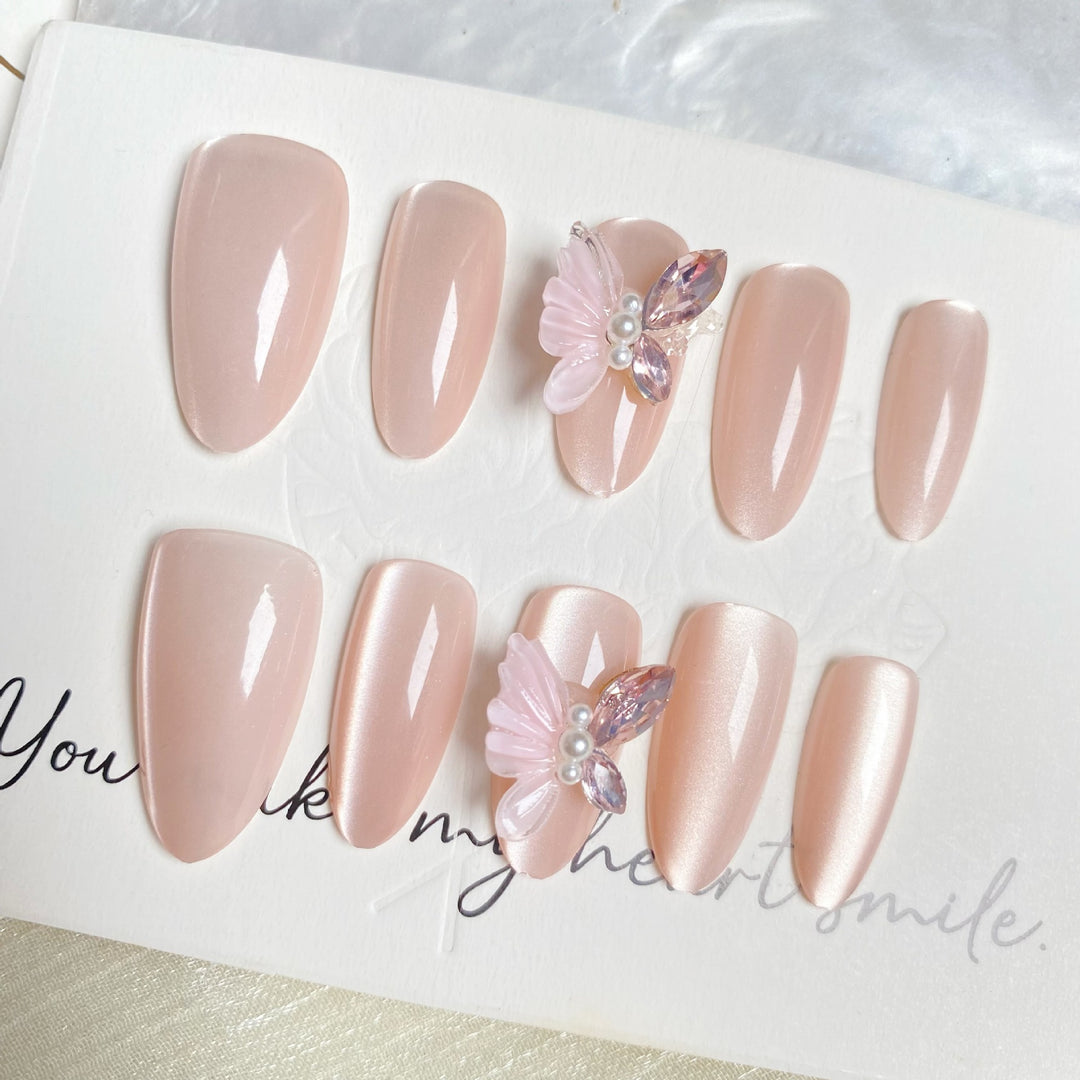 Blumenverzierte Press-On-Nagel-Set