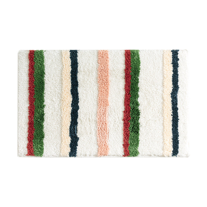 Modernes Streifen-Badvorleger mit reliefiertem Hochflor und rutschfester Latexbasis Karnz