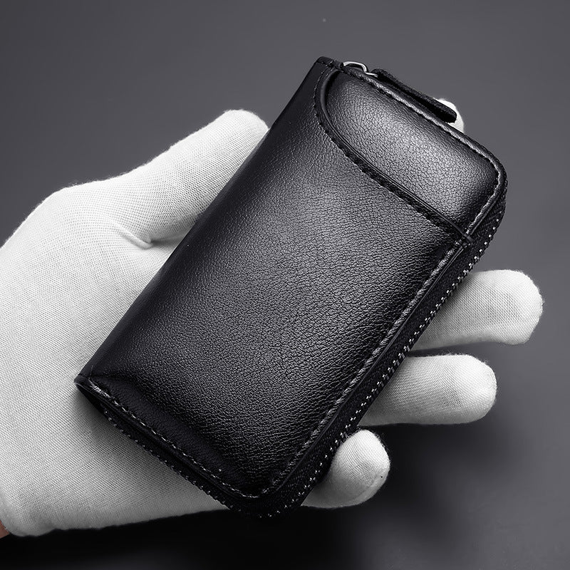RFID-blockierende Leder Reißverschluss-Geldbörse