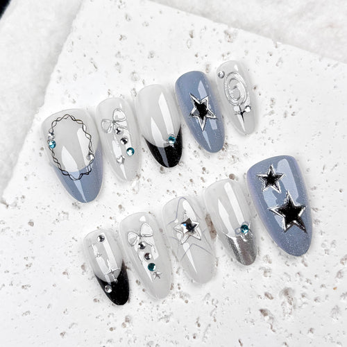 Premium Star-Beschmückte Press-On-Nagelset