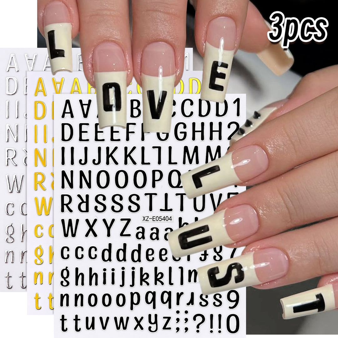 Dekorative Nagelkunst Buchstaben Aufkleber