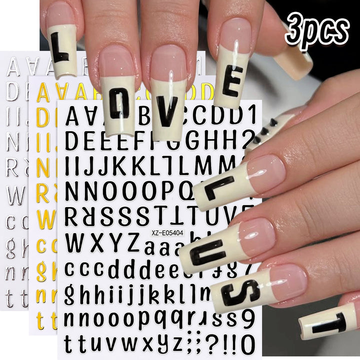 Dekorative Nagelkunst Buchstaben Aufkleber
