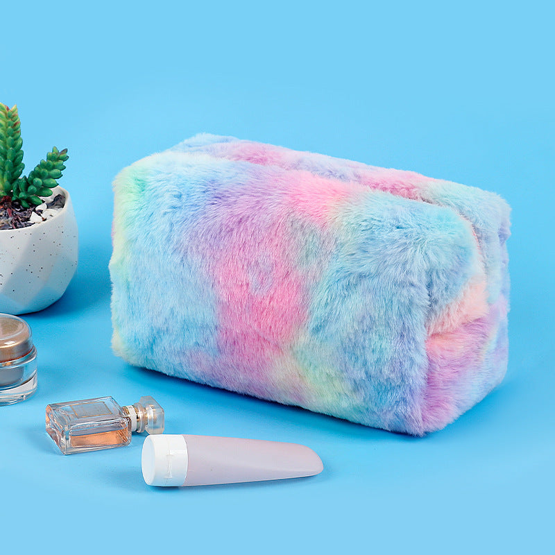 Irisierenden Plüsch-Make-up-Tasche