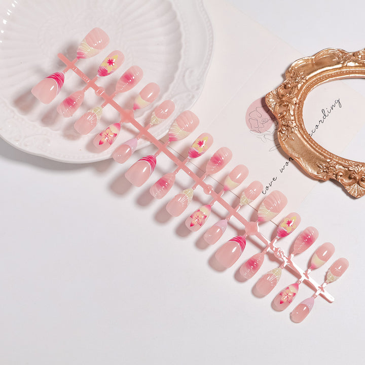 Elegantes blumenförmiges Press-On-Nagel-Set Karnz