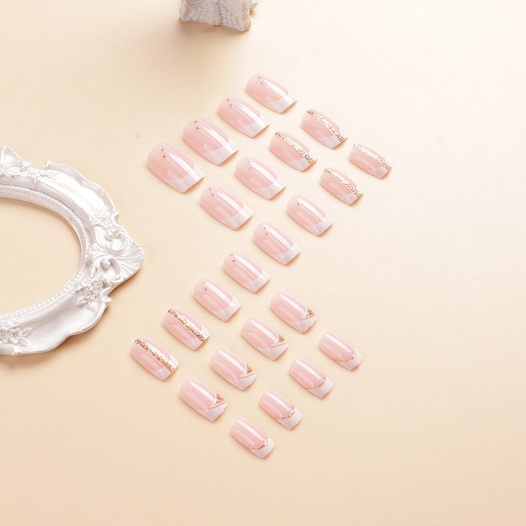Elegantes French Tip Press-On Nail Art Set Karnz