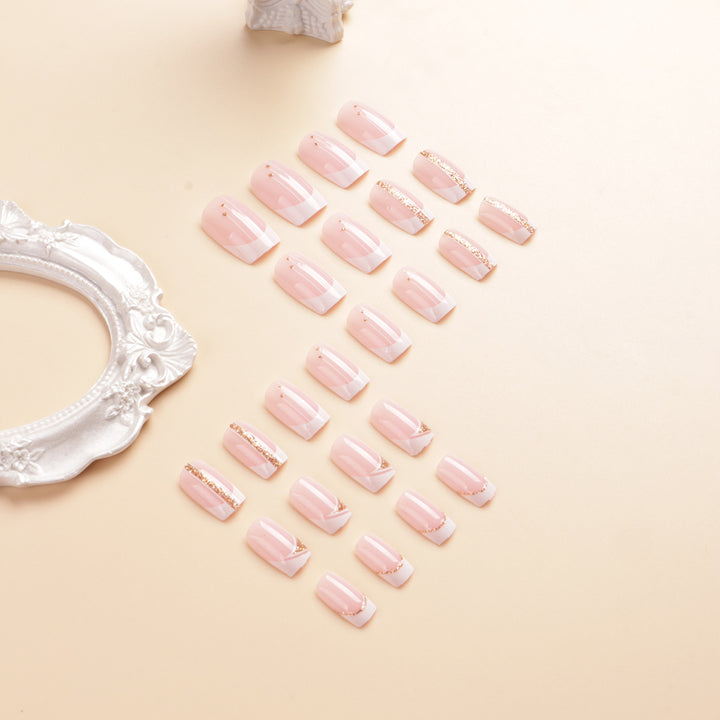 Elegantes French Tip Press-On Nail Art Set Karnz