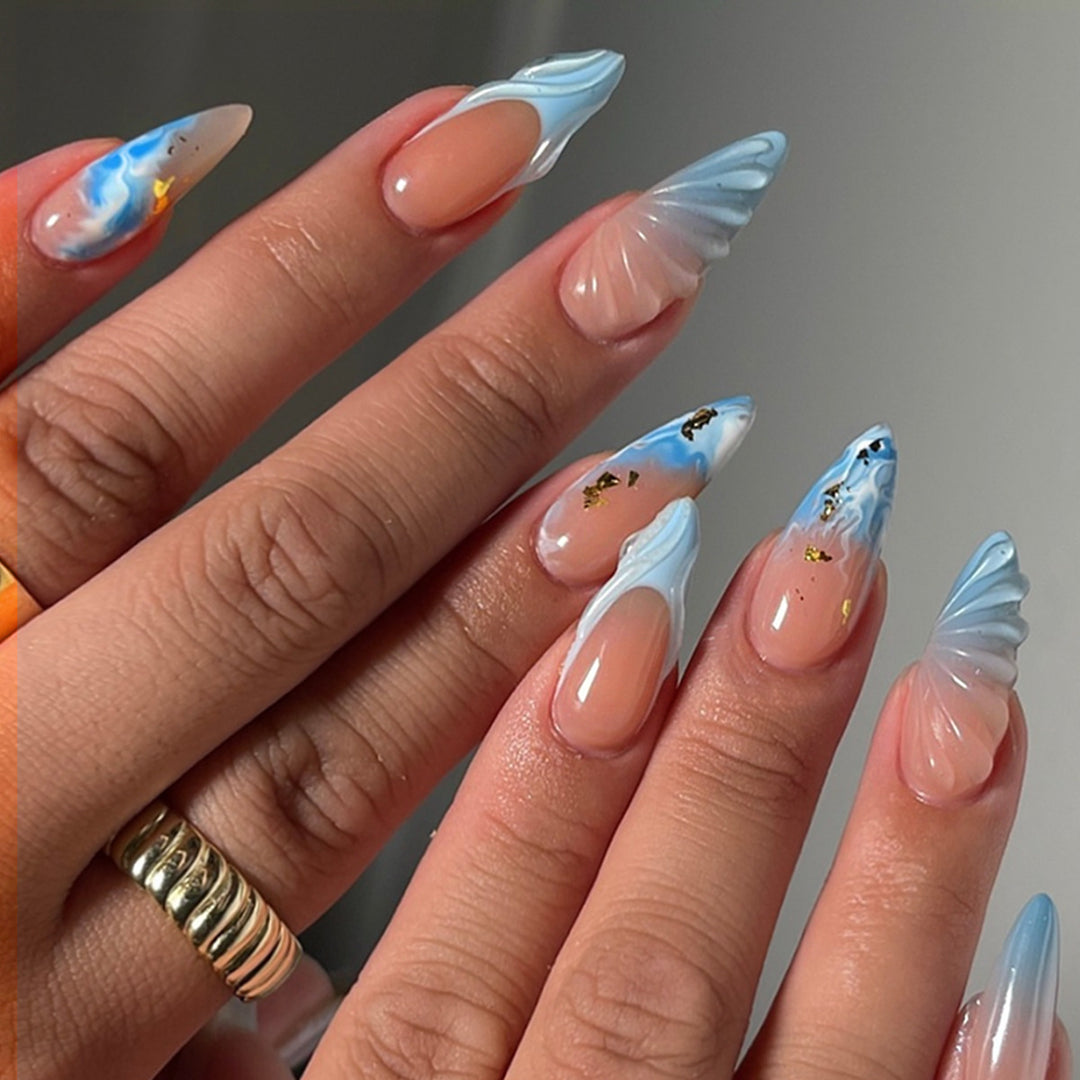 Marmor Effekt Spitzen Press-On Nagelset