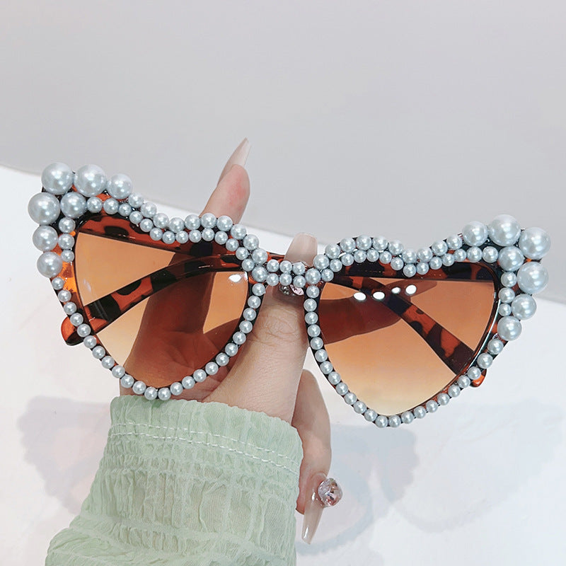 Cat-Eye Perlen-verzierte Sonnenbrille Karnz