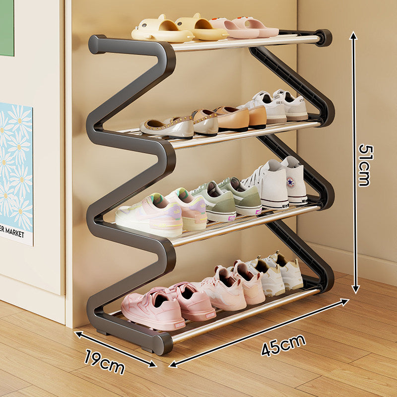 Kompakter Z-förmiger Multi-Tier platzsparender Schuhregalorganisator
