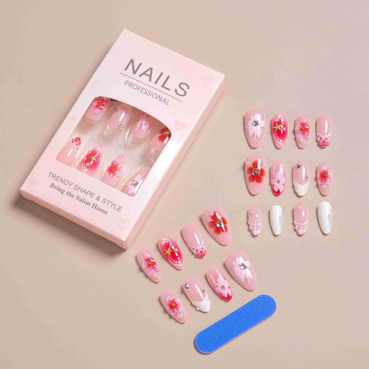 Elegantes florales Design Press-On-Nagelset Karnz