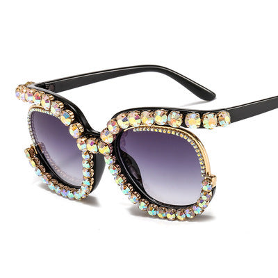 Damen Glamouröse Cat-Eye-Sonnenbrille mit funkelndem Kristallbesatz Karnz