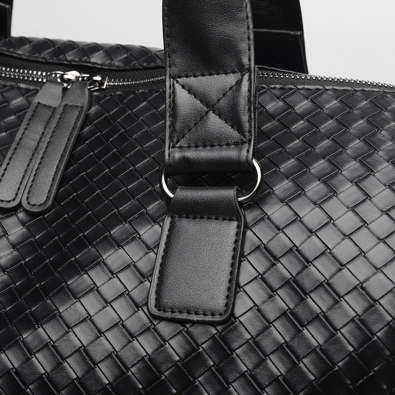 Luxuriöse Gewebte Leder Wochenend Reisel Tasche Karnz