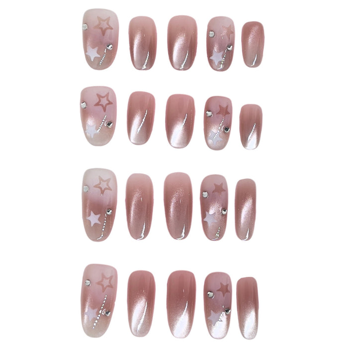 Künstlerisches Press-On Nagelkunst-Set mit Sternelementen