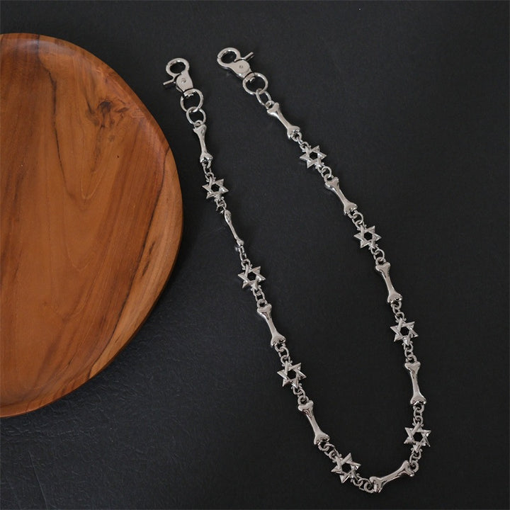 Elegante Kette mit Kreuz- und Knochenanhängern Karnz