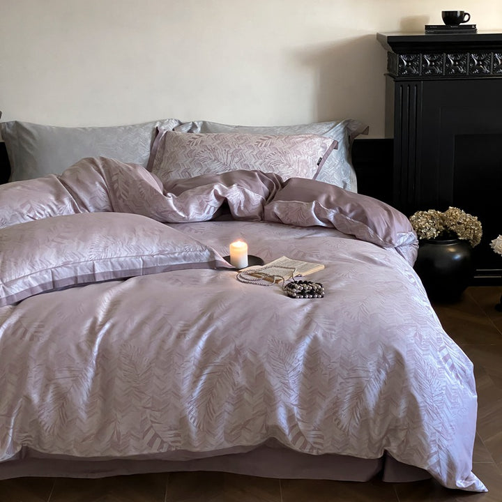 Luxuriöses Bettwäsche-Set aus Satin mit dezentem Blumenjacquard