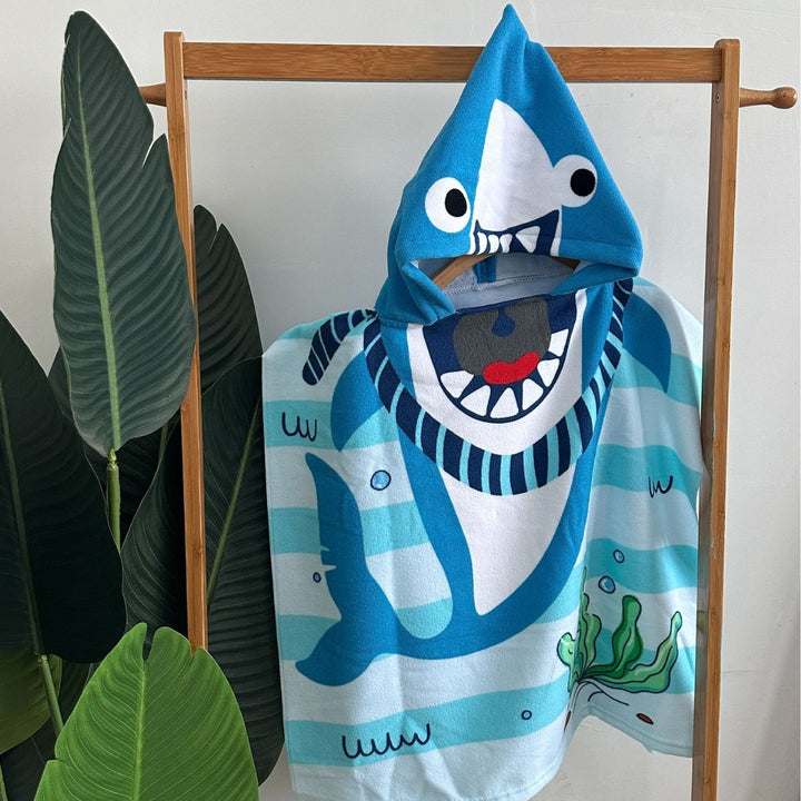 Kinder Haifisch-Design Kapuzenhandtuch Poncho Karnz
