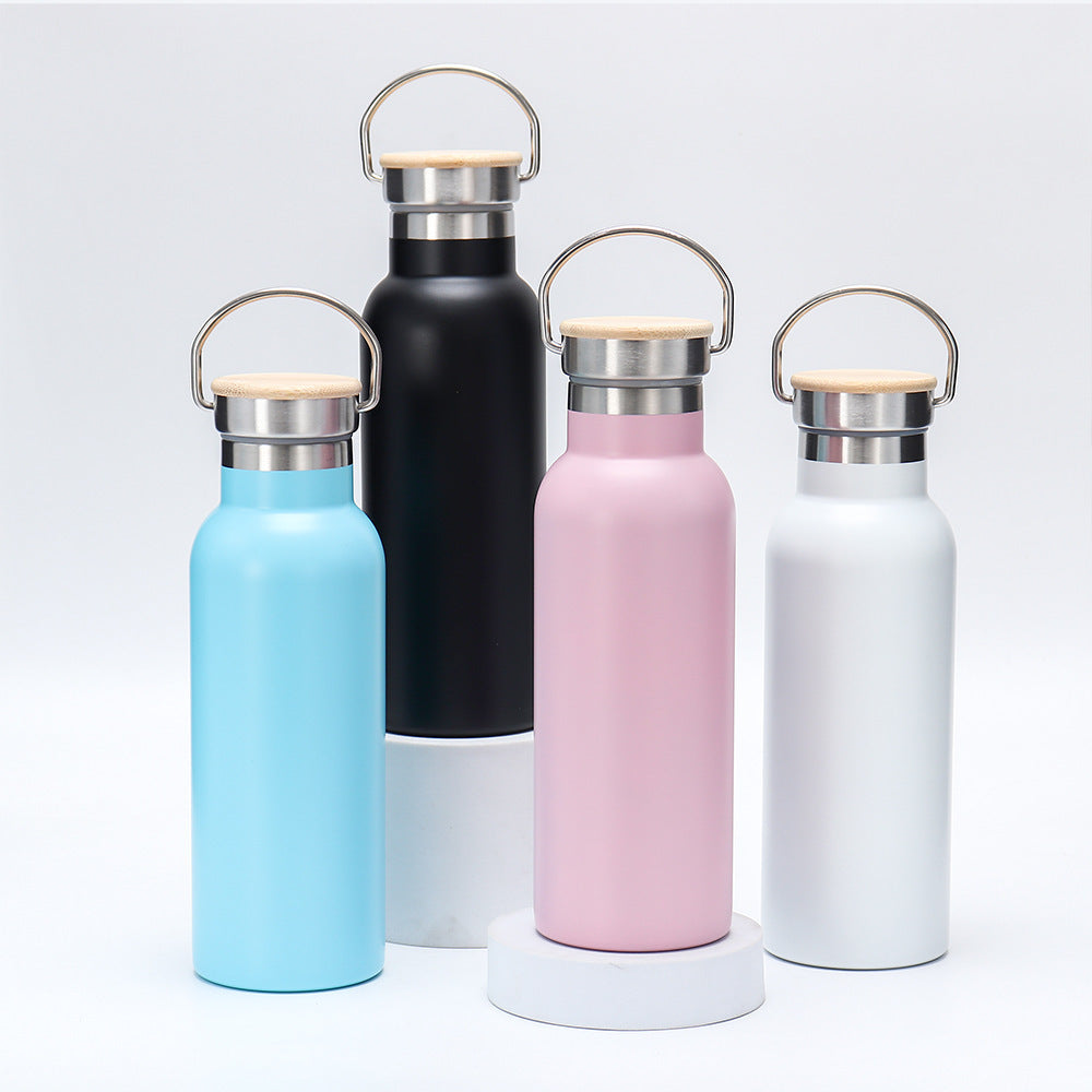 Damen isolierte Edelstahl-Trinkflasche mit Holzdeckel Karnz