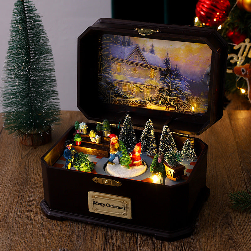Beleuchtete Weihnachtslaterne mit Schnee- und Weihnachtsmotiv Karnz