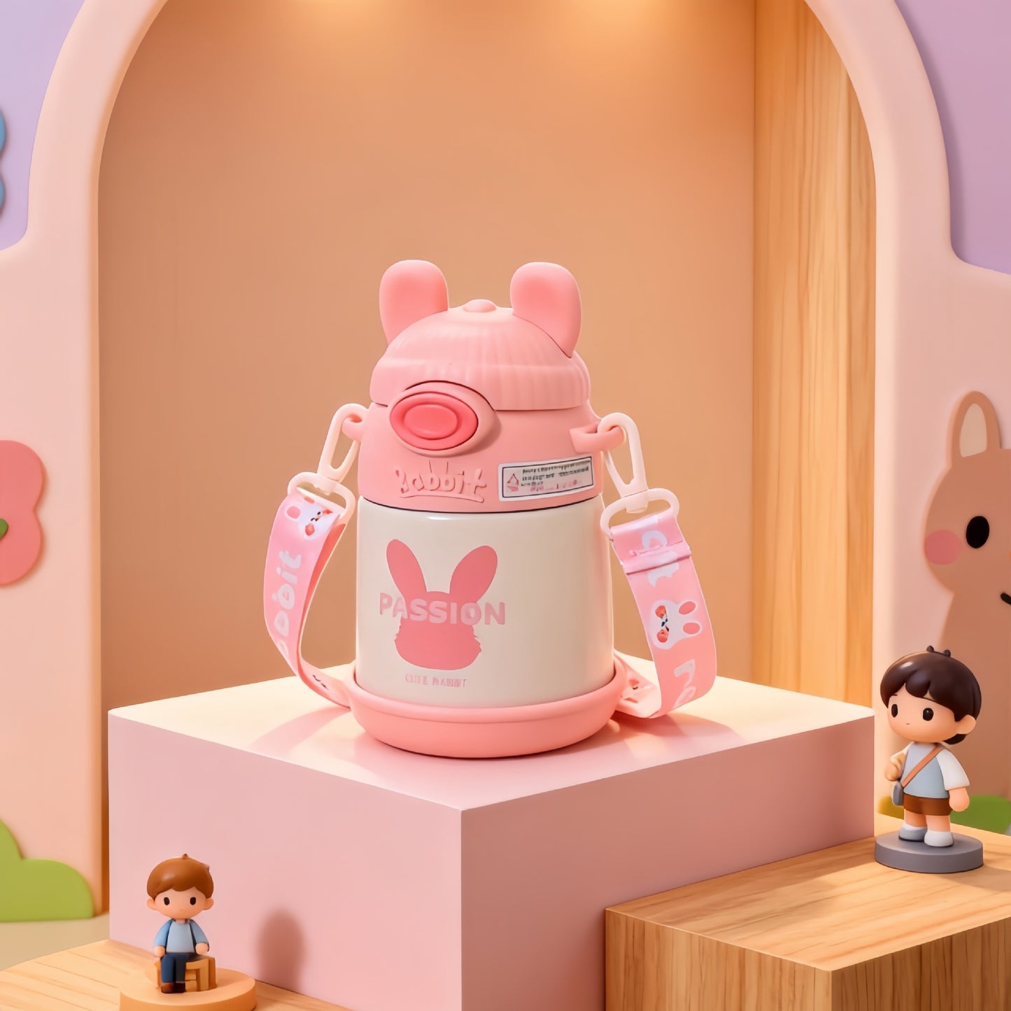Damen Isolierte Kindertrinkflasche mit praktischem Tragegurt Karnz