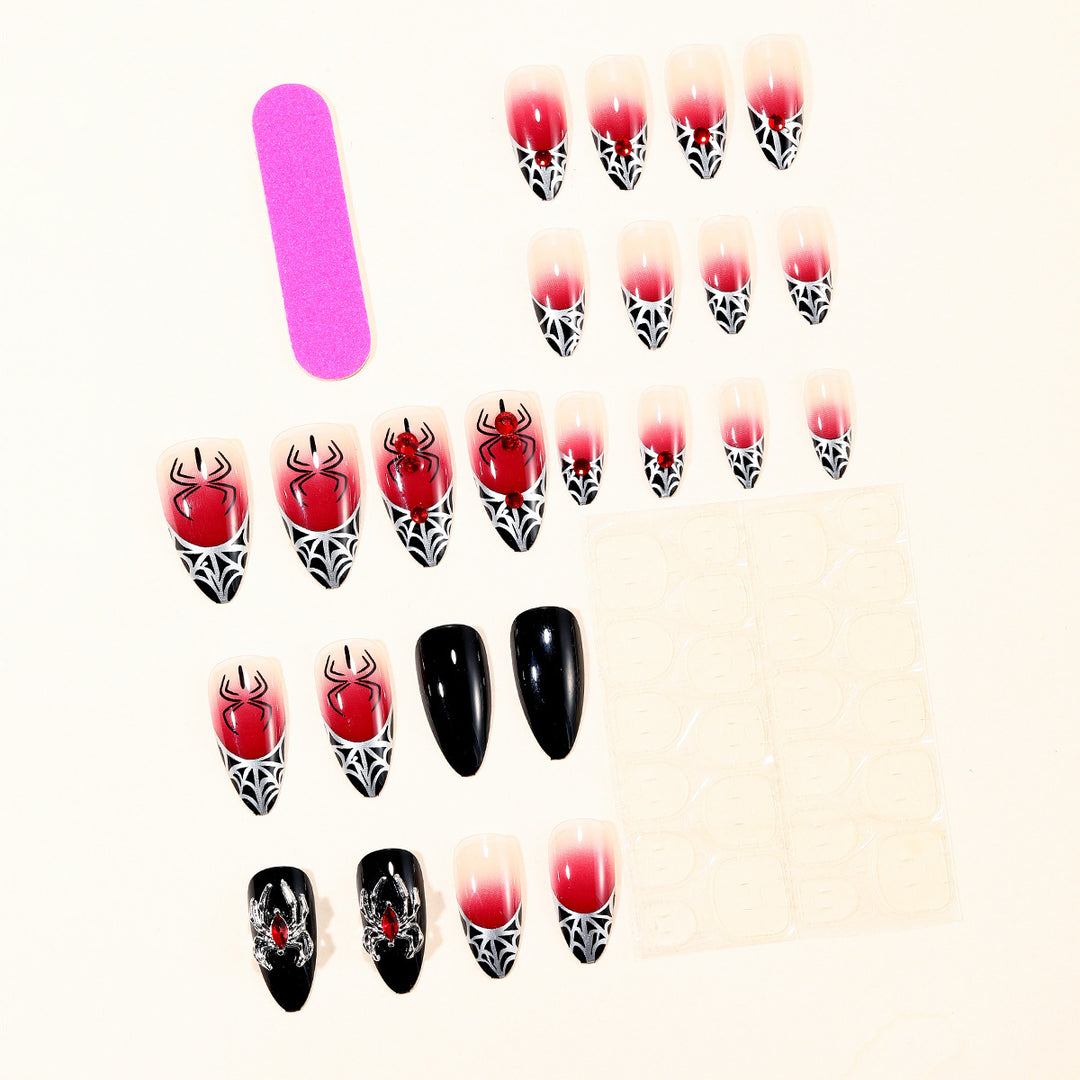 Gothic-Spinnen-Themen-Stiletto-Nagelkunstverlängerungen Karnz