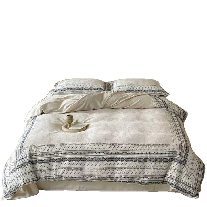 Bohemian Bio-Baumwoll-Bettbezug-Set mit bedrucktem Rand