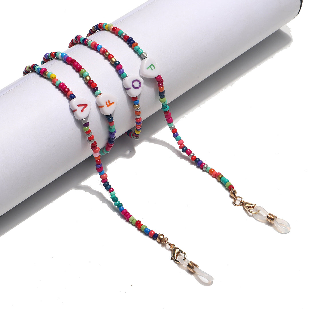 Bunte Perlen Brillen Kette Karnz