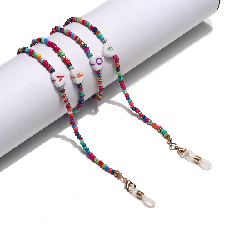 Bunte Perlen Brillen Kette Karnz