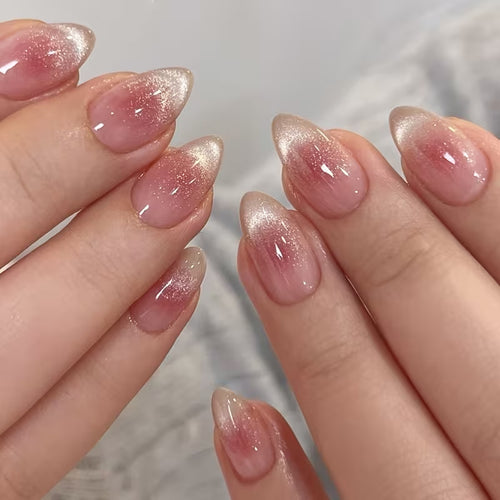 Glitzernde French Tip Press-On Nägel Karnz