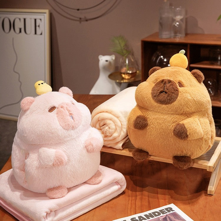 Niedliches Plüsch‑Schwein Kuschelset mit Fleece‑Decke
