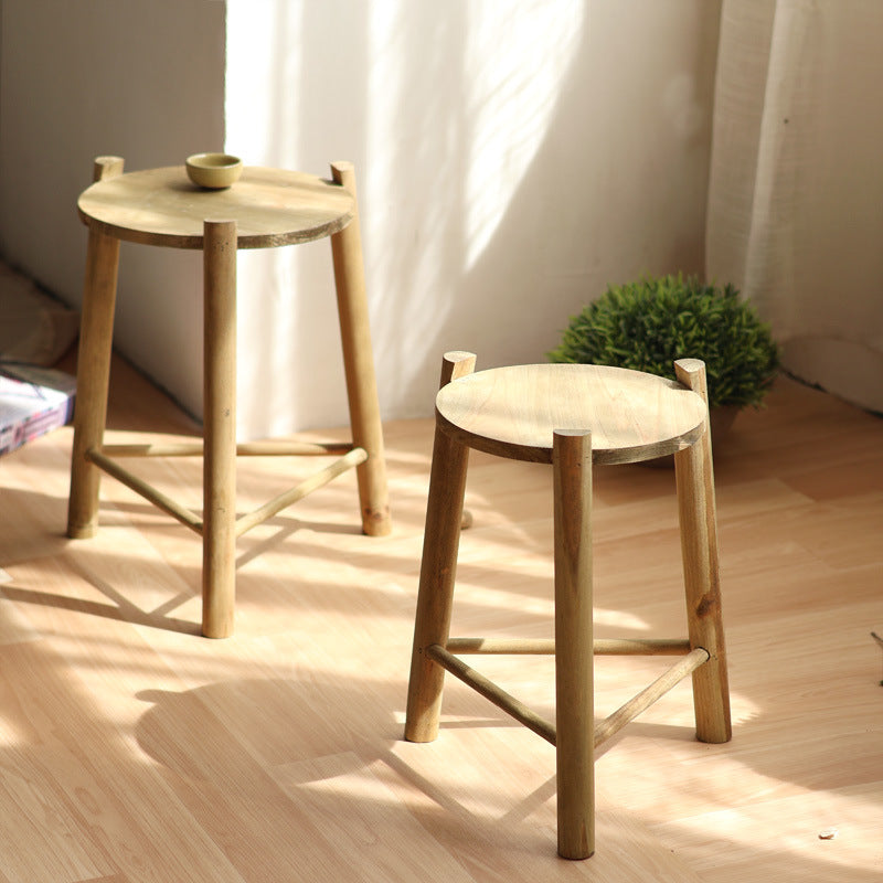 Rustikaler Holz-Hocker Karnz