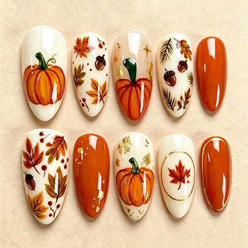 Herbst-Themen Dekorative Press-On Nagelset