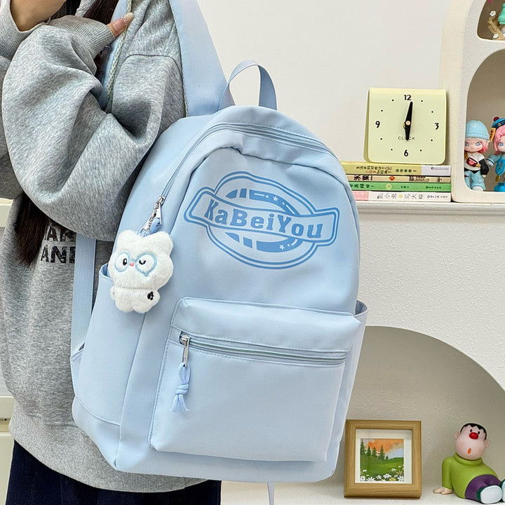 Trendige lässige Rucksack mit Plüsch-Schlüsselanhänger Karnz