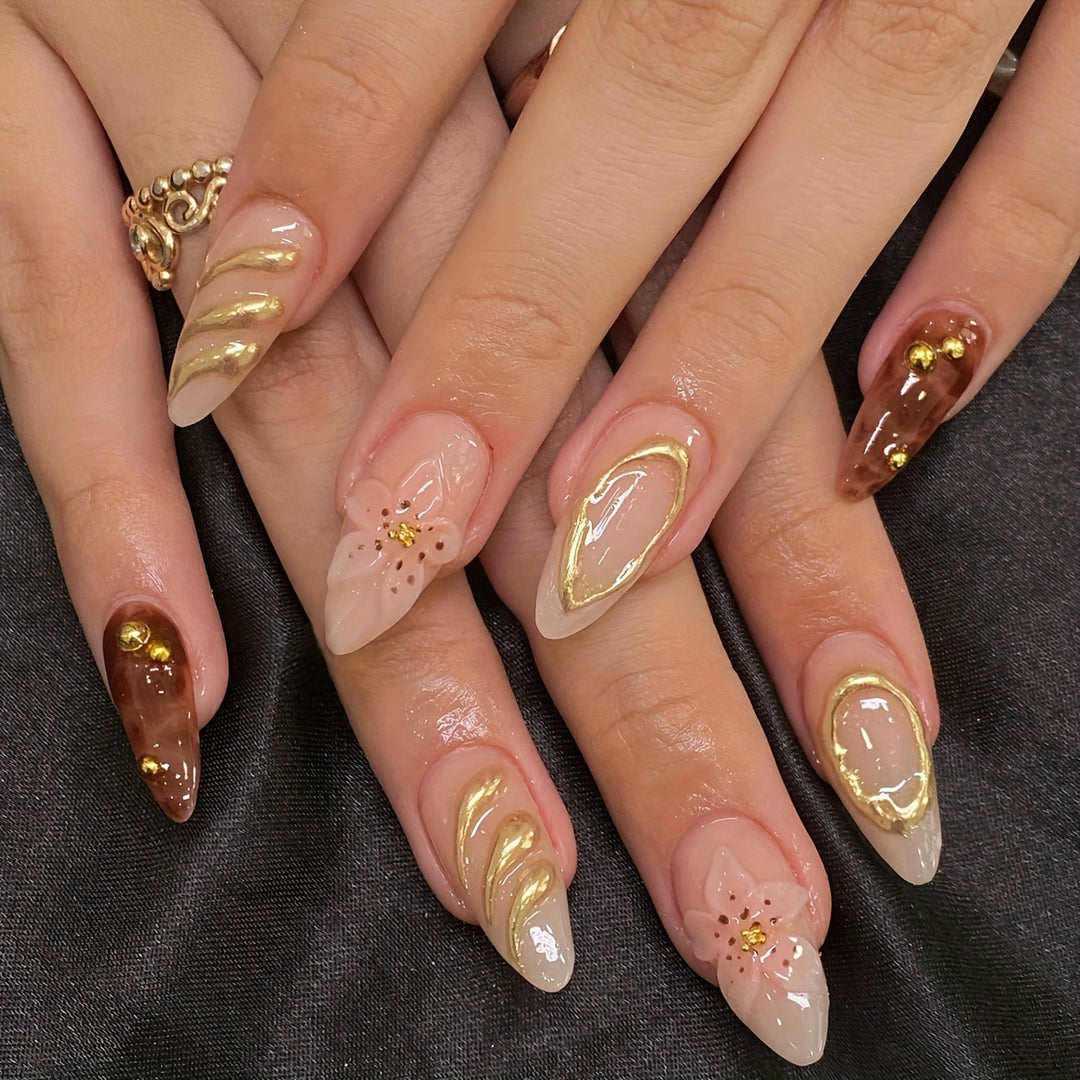 Exquisit 3D Floral Design Nagel Set Karnz