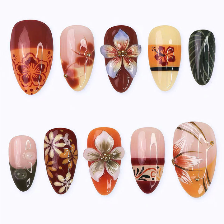 Künstlerisches Florales Press-On Nagelkünste Set 1790746209