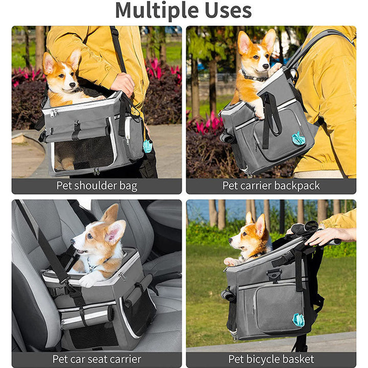 erweiterbarer vorderer Fahrrad Haustiertragekorb mit doppelt zugänglichem Roll-Top- canopy und Organizer-Taschen Karnz