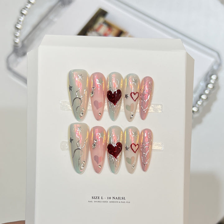 Elegantes Dekoratives Stiletto Press-On Nagelkunst Set Karnz