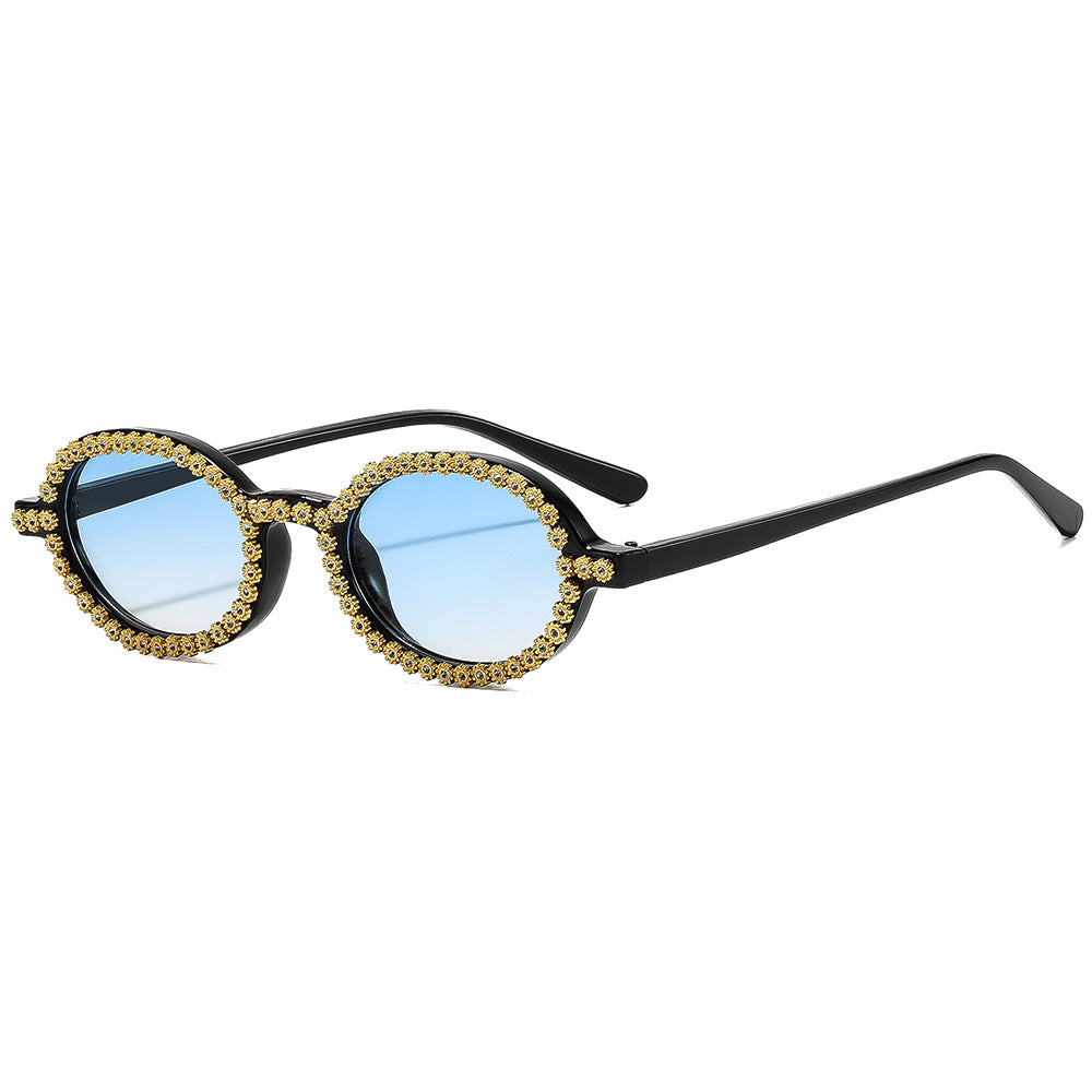 Damen modische Sonnenbrille mit floralem Kristallrahmen Karnz