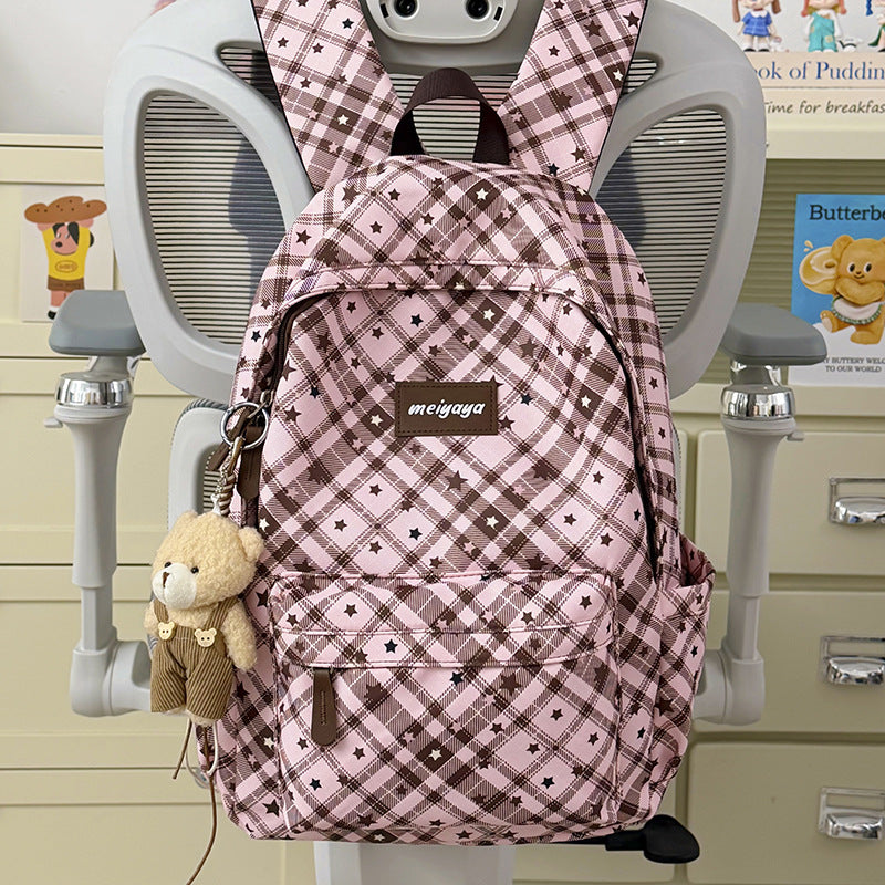 Stylischer leichter Rucksack mit niedlichem Teddybär-Schlüsselanhänger Karnz