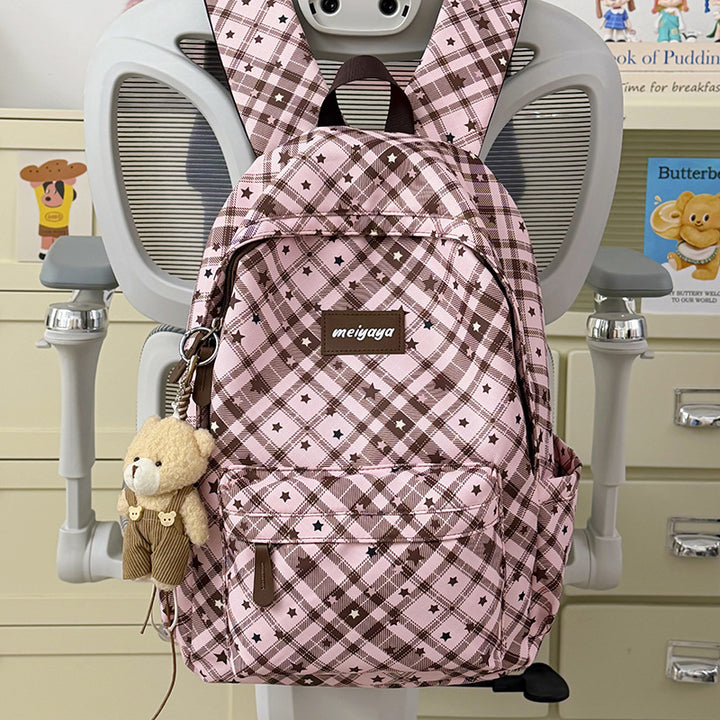 Stylischer leichter Rucksack mit niedlichem Teddybär-Schlüsselanhänger Karnz