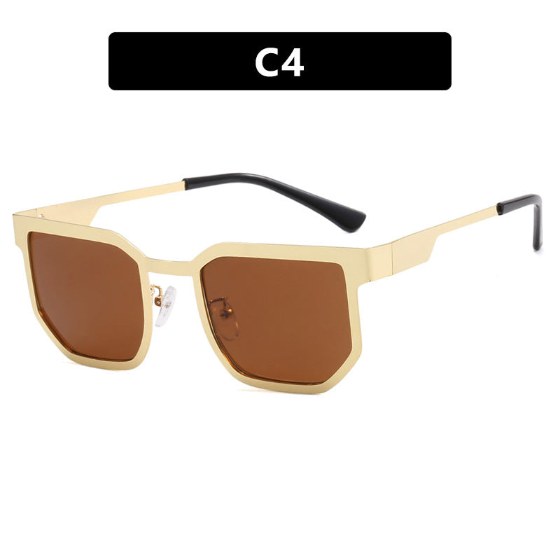 Damenmoderne Sonnenbrille im trendigen rechteckigen Design mit schmalem Metallrahmen Karnz