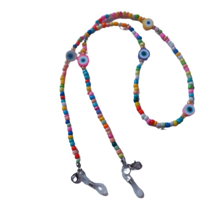Bunte Brillenhalterkette mit Augenmotiven Karnz
