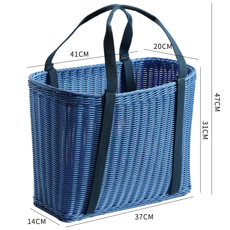 Unisex Robust geflochtener Einkaufskorb mit bequemen Stoffgriffen Karnz