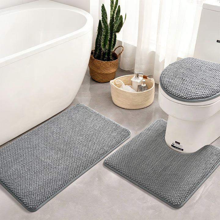 Strukturierte Badematte und Toilettensitzabdeckung Set
