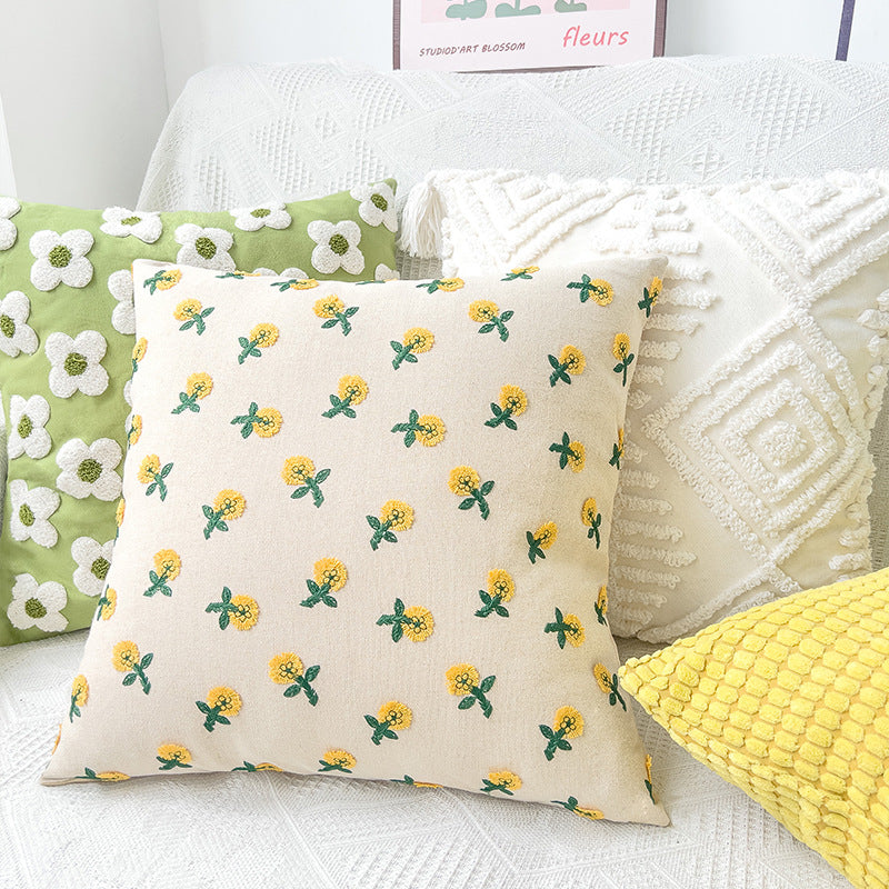 Quadratischer dekorativer Kissenbezug mit handtuftetem Blumen‑Tufting Karnz